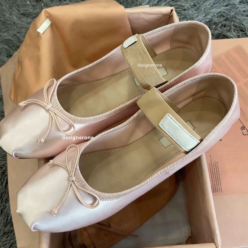 Ballet Paris Designer Professional Dance Shoes Satin ballerinas Bowknot Round toe Shallow Mouth Single Shoe Mary Jane comfortable flat sandals women Loafers 35-40
