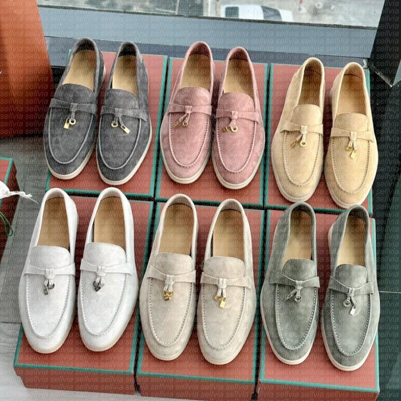 Mule Loafers Designer shoes Walk Charms Embellished Casual Shoes Mens Womens Suede Couple Shoe Genuine Leather Flat For Men Women eur35-46 Charms Walk loafers 03