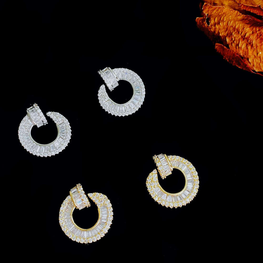Earrings for S Silver Needle Baguette Zircon C Hoop Studs Full Paved Crystal Hypoallergenic European American Elegant Fashion Women Jewelry visionice - view 5