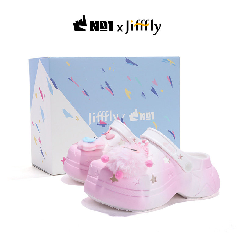 Jifffly 2026 new designer star hole shoes for women and men thick soled outdoor height increasing non slip slippers
