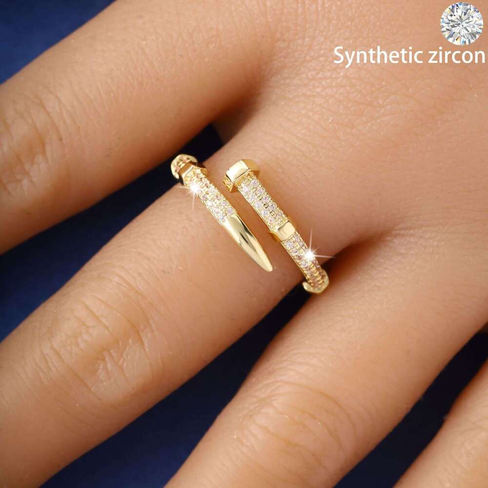Nail Ring Niche High-End Zircon Inlaid Bracelet Daily Versatile Adjustable Ring