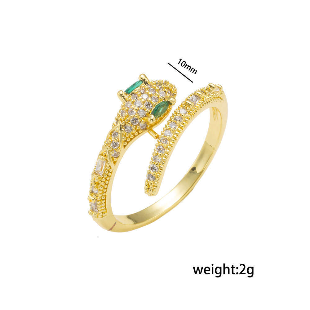 Light Luxury Zircon Sparkling Snake-Shaped Silver Open Ring Hand Jewelry