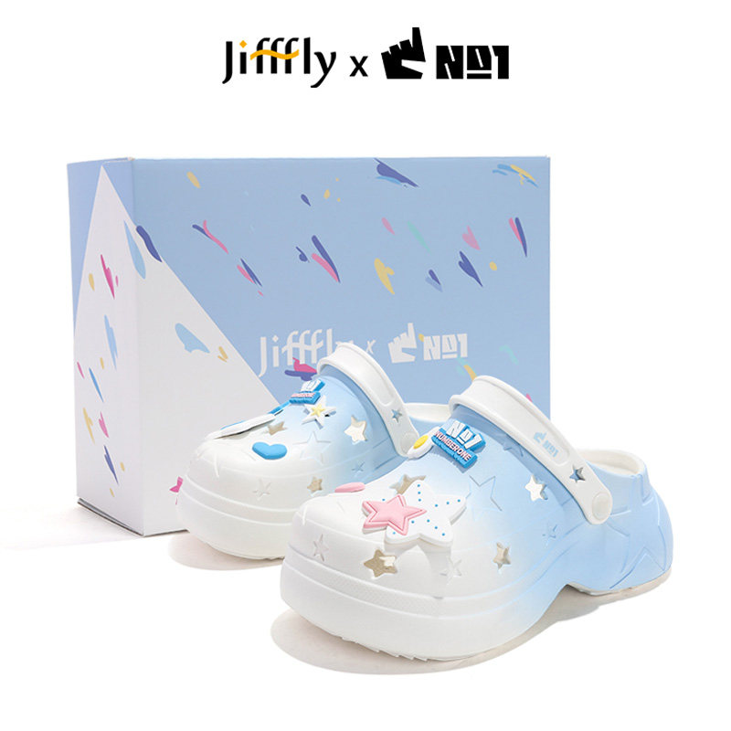 Jifffly 2026 new designer star hole shoes for women and men thick soled outdoor height increasing non slip slippers
