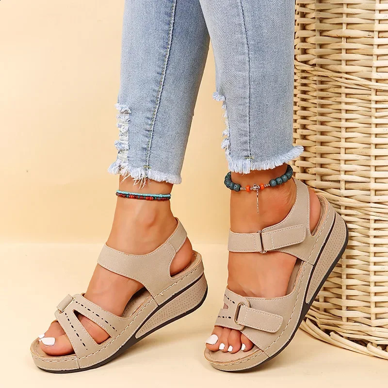 Customizable Summer Women Sandals Vintage Roman Sandals Female Fashion Non Slip Beach Shoes Open Toe Walking Women Shoes 260209