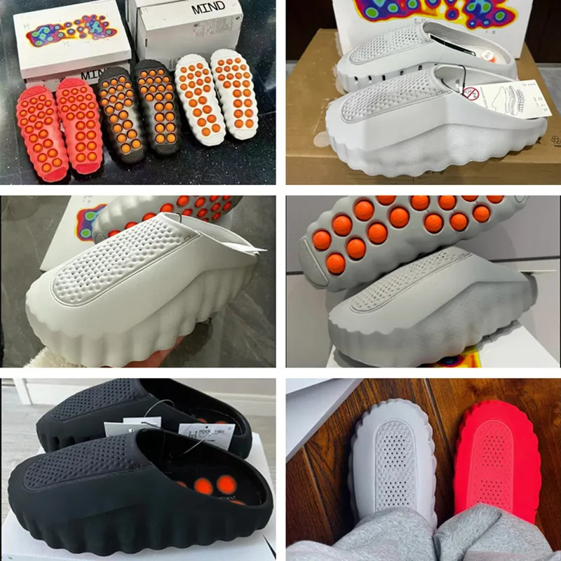 Desginer Slide nikemind 001 Slides Mind001 002 Rubber Tech Comfortable Sandals Mules Clog Black Red Bone Light Smoke Grey Mens Womens nikemind Slippers Summer shoes
