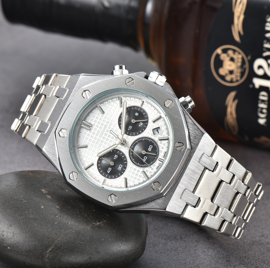 APitty Mens Aude WristWatches Six needles All dial work Quartz Watches High quality Top Luxury Chronograph clock Steel Belt fashion Royal men watch #22