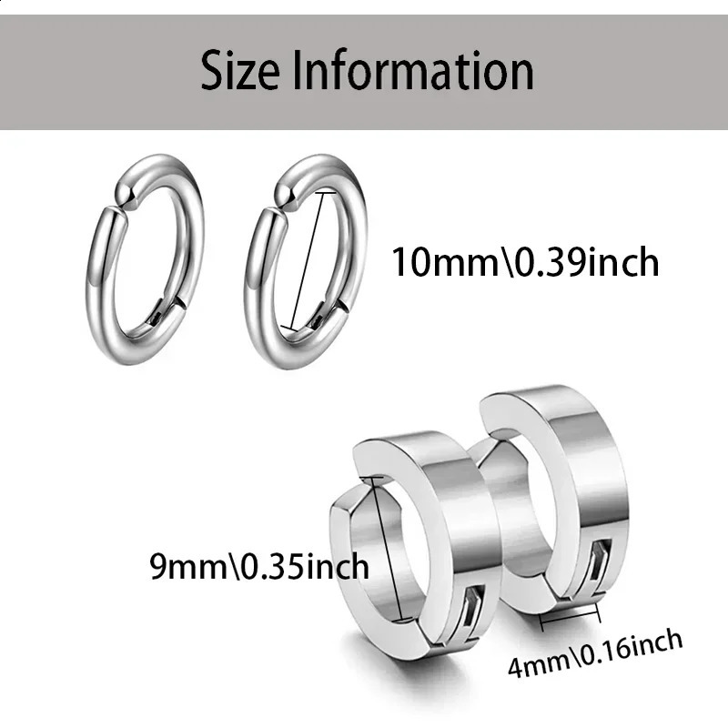 1 pairs Ear Clip Earrings for Men/Women Stainless Steel Painless Punk Black Non-Piercing Fake Cartilage Earring Jewelry 260206