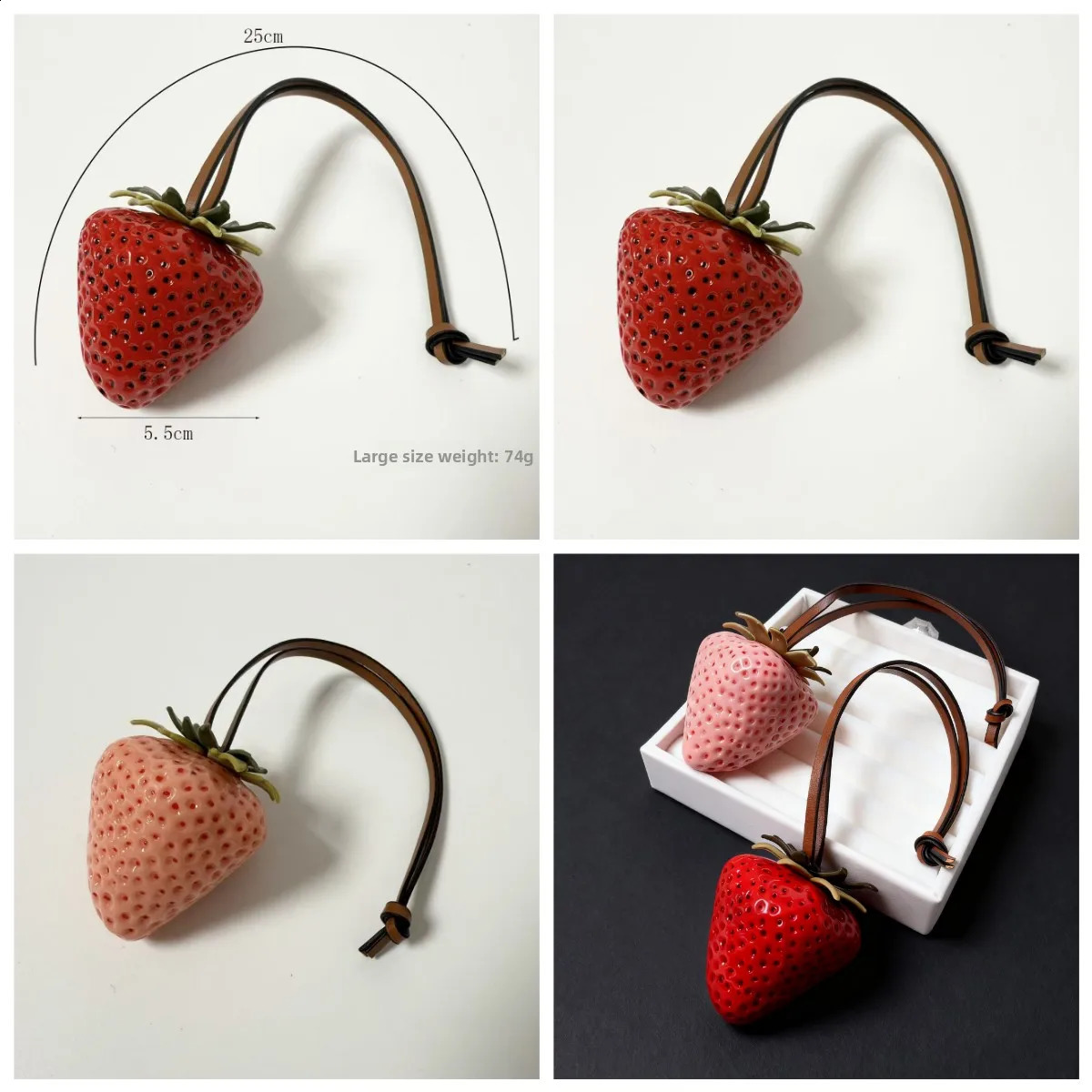 3D resin strawberry bag charm Christmas cute keychain pendant for phone lanyard bag accessories jewelry bag accessories 260202