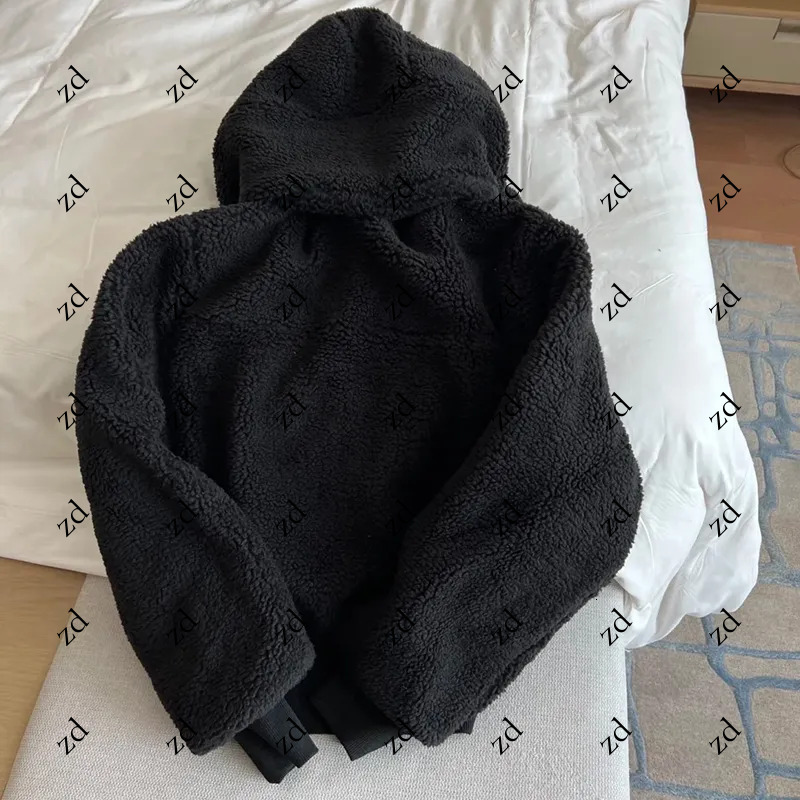 Designer Women Stand Collar Brown Lamhair Lamb Wool Zipper Hooded Yoga Clothes Womens Short Padded Warm Cotton-padded Jacket Winter Coat