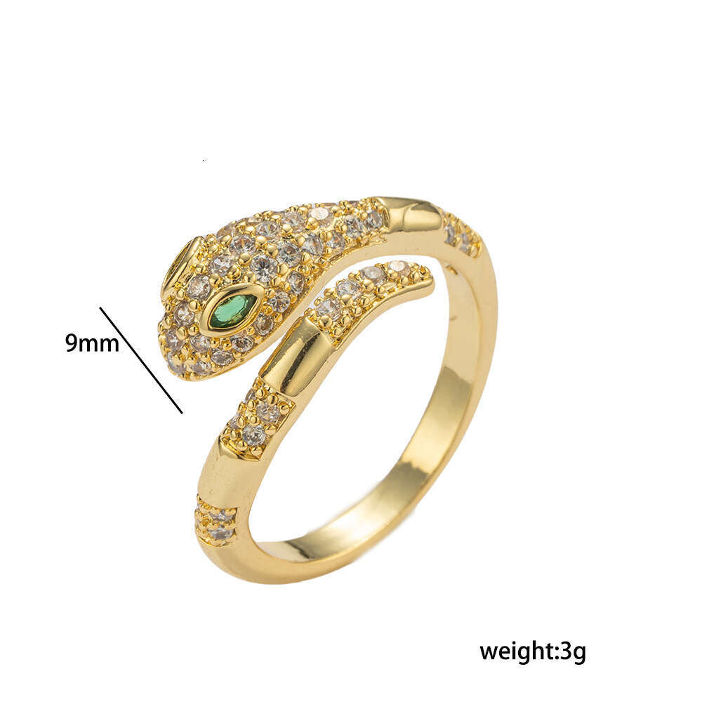 Snake-shaped Open Ring Adjustable Index Finger Ring With Micro-inlaid Zirconia