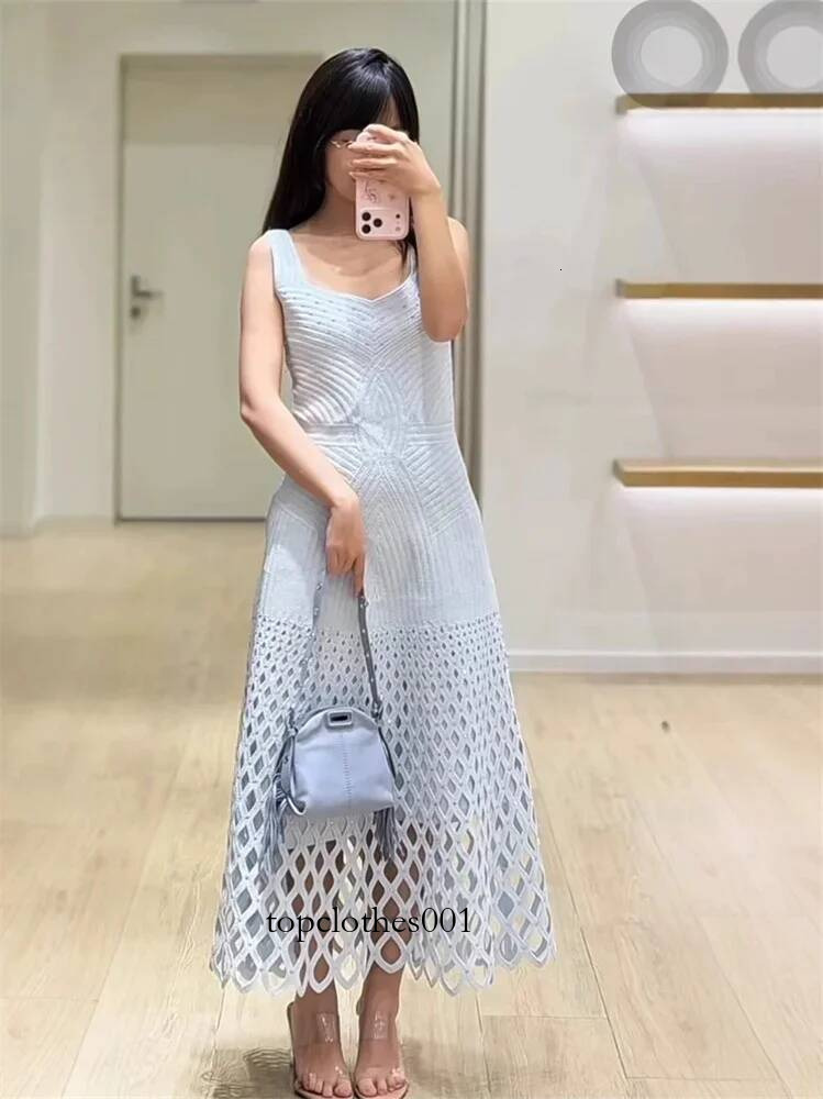 Diamond Decoration Hollow Out Women's Knitted Cardigan Coat Single-Breasted Top or Camisole Midi Dress Strap Robe for Female