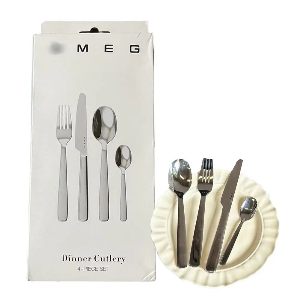 4 pcs Western tableware fork spoon stainless steel polishing set gift giveaway kitchen 260122