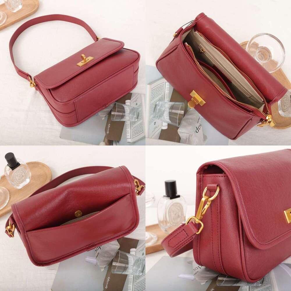 Luxury Shoulder Bags Totes Hobo Cross Border Textured Lock Spring New Model Vintage Maillard Shoulder Bag Simple Commuter Crossbody SENYY