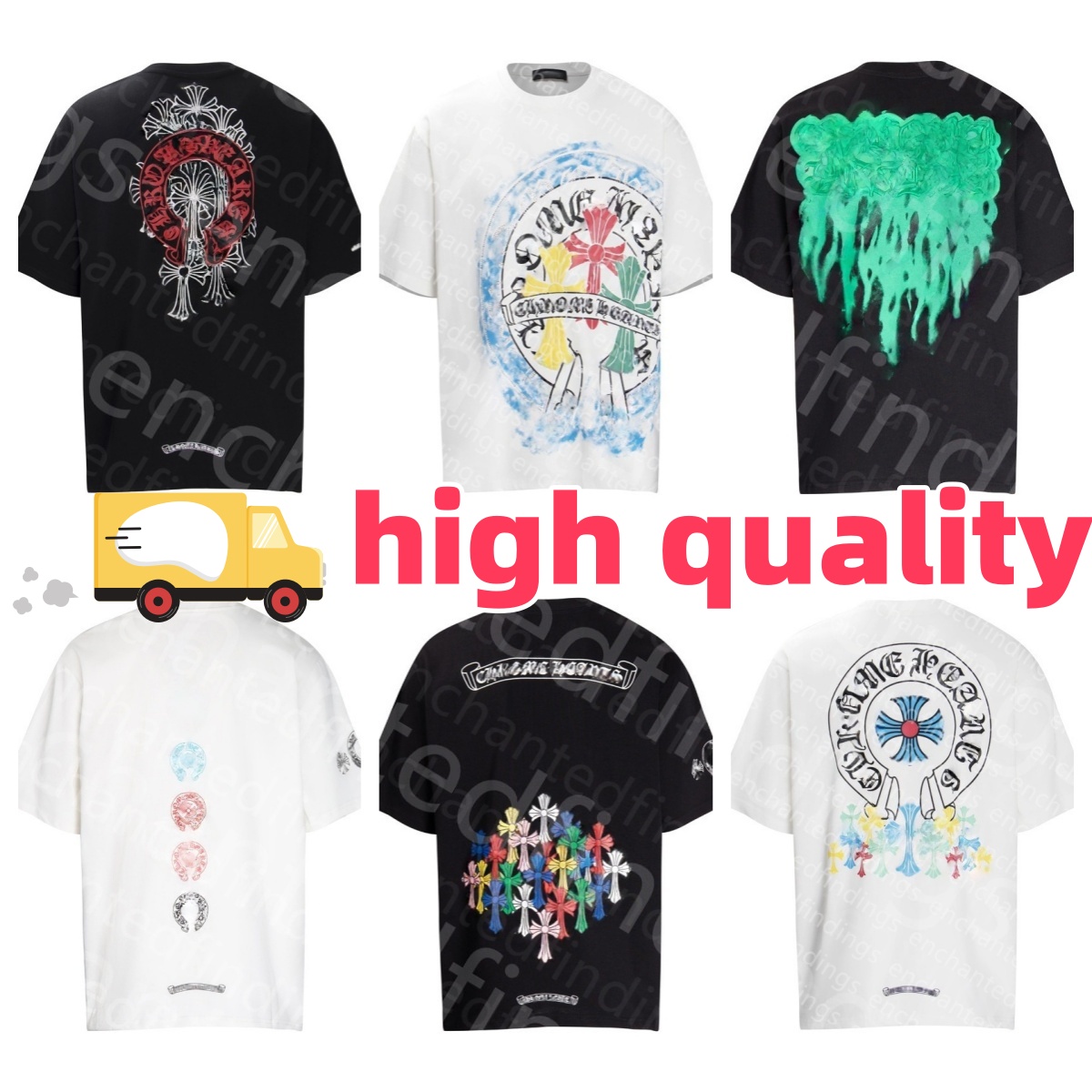 chromeheartshirt Desiner T shirts Men designer t shirt Luxury tshirts for men Letter Printed Black White Loose Shirts High Quality mens designer clothes