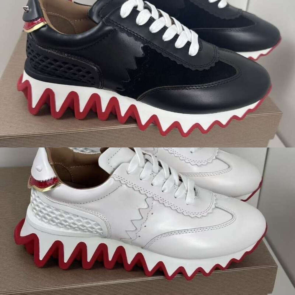 Women Designer Shoes Men Casual Spike Shark Sole Sneaker Red Spike-Sock Donnas Nneoprene Soft Suede Calf Skin Leather Trainers Runner Full Rivets Low46