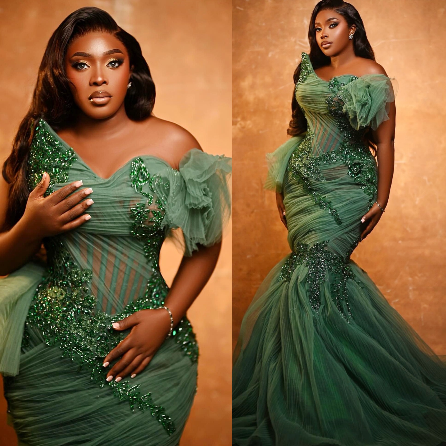 2026 Sage Africa Aso Ebi Mermaid Prom Dress Lacefull Beaded Crystals Florals Promdress Evening Formal Party Second Reception Birthday Engagement Gowns Dresses ZJ0