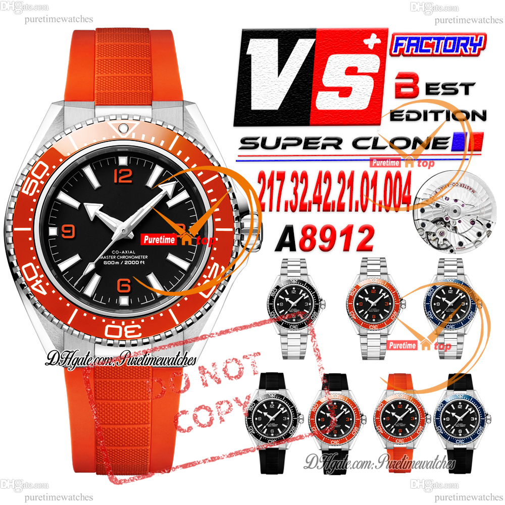 Planet 600M A8912 Automatic Mens Watch VS+F 42mm Ceramics Bezel Black Dial Orange Rubber Strap Puretimewatches CHS 4th Generation Dive 217.32.42.21.01.004 Reloj