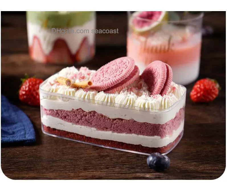 wholesale Square Oval Transparent Cake Box Disposable Clear Mousse Cake-Cheese Tiramisu Dessert Baking Biscuits Food Grade Plastic Packaging Box