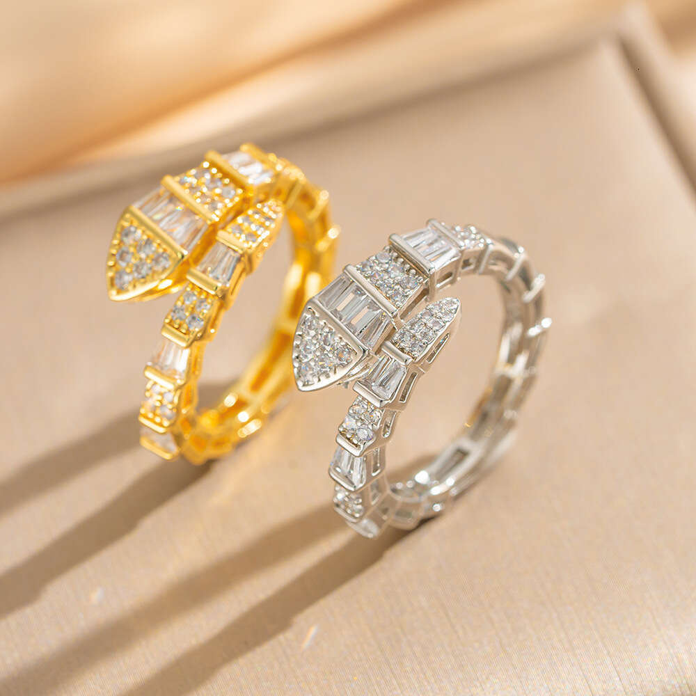 Minimalist Style Zircon Snake Niche High-End Design Index Finger Ring New Versatile Jewelry For Women