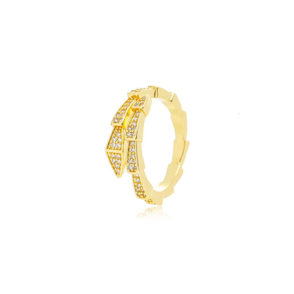 Full Diamond Open Ring Light Luxury Minimalist Snake Bone Ring For Women