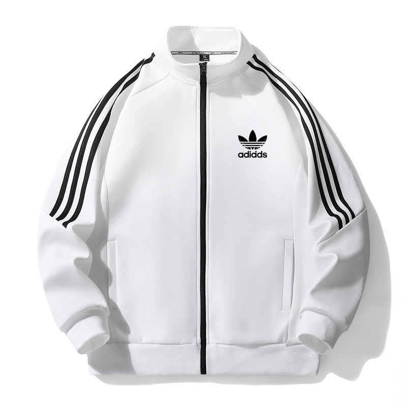 Typical trendy men's sports hoodie, couple's casual stand up collar zipper cardigan, top coat, high-quality jacket