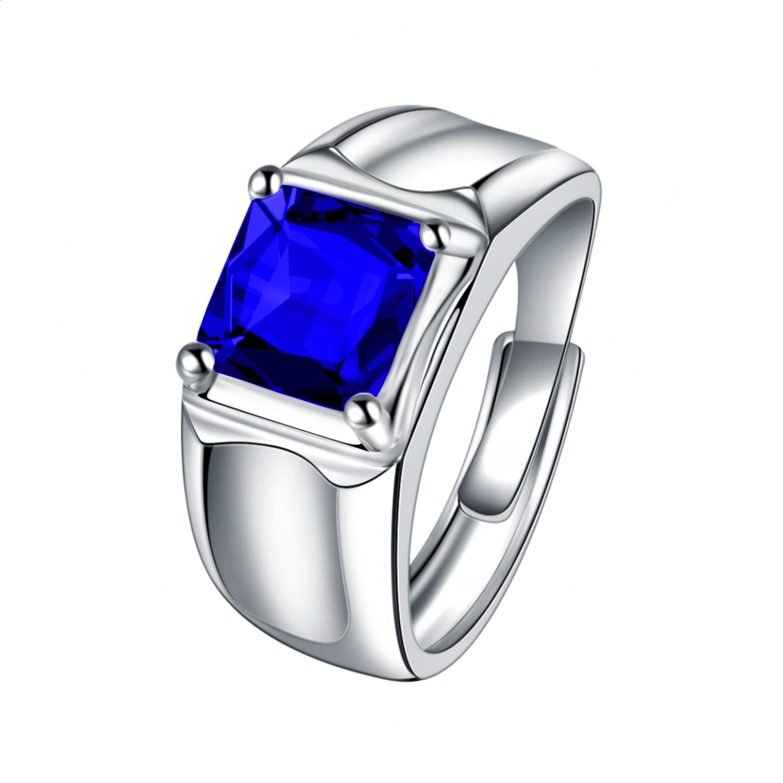 Kalamei bluegreenred stone mens ring colorful gemstone crystal ring simple and bold ring adorned with tanzanite blue corundum CJ191230