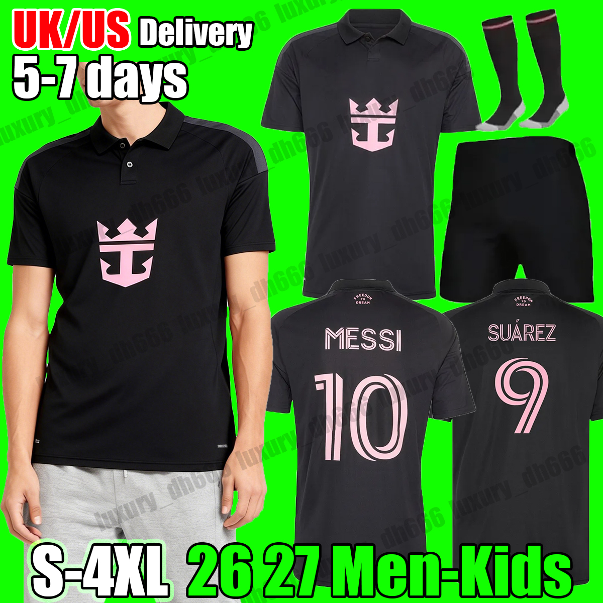 4XL 26 27 Inters Miami soccer jersey SUAREZ MESSI CAMPANA YEDLIN XXXL home away fans player adult women men kids kit 2026 2027 football shirt football top jersey