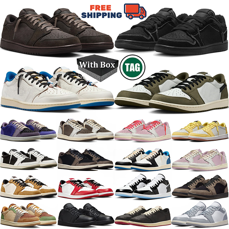 Free Shipping With box 1s low designer trainers basketball shoes travis men women Black Phantom Mocha olive outdoor sports travi 1s sneakers travisscot shoe 1