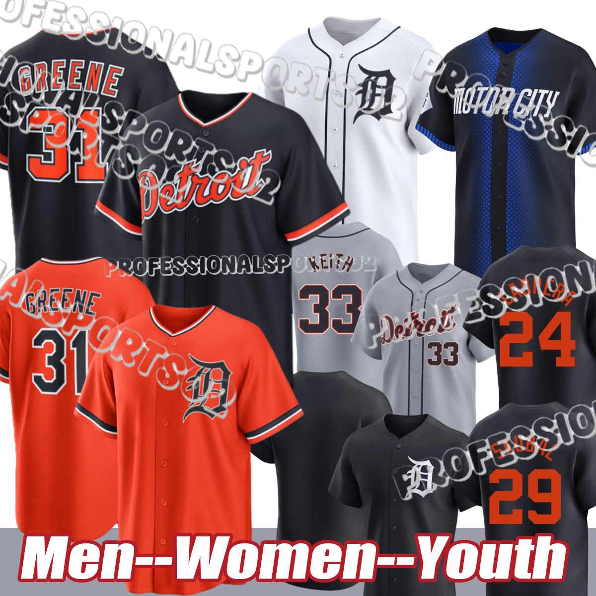#29 Skubal #31 Greene #28 Baez #20 Torkelson Tigers Jerseys Tarik Skubal Riley Greene Javier Baez Spencer Torkelson City Baseball Jerseys