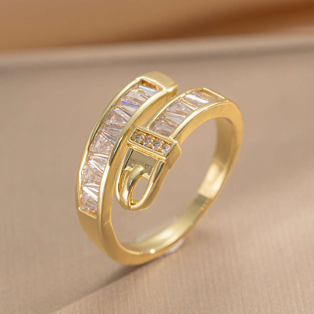Trendy Buckle Ring Light Luxury High-end Open Personality Joint Ring for Women