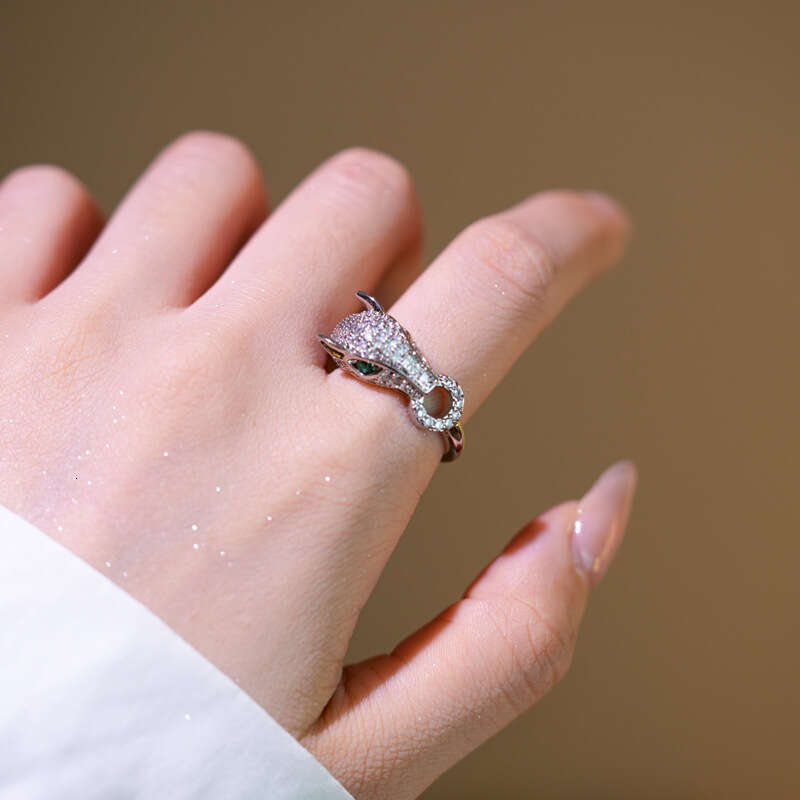 Light Luxury Hip-Hop Leopard Ring Electroplated Zircon Niche Personality Ring For Women