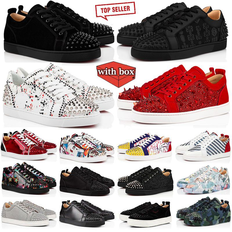 With Box Designer Casual Shoes Dress Sneakers Classic fashion Black White Camo Glitter leather suede rivet velvet men women spikes trainers sports platform shoe