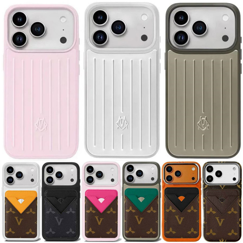17 Pro Max Phone Case Suitcase Designer iPhone Case Card Holder for Apple iPhone 16 Pro Max 15 14 ProMax 17 Cases Aluminum Alloy MagSafe Cover Coque Funda Titanium Case