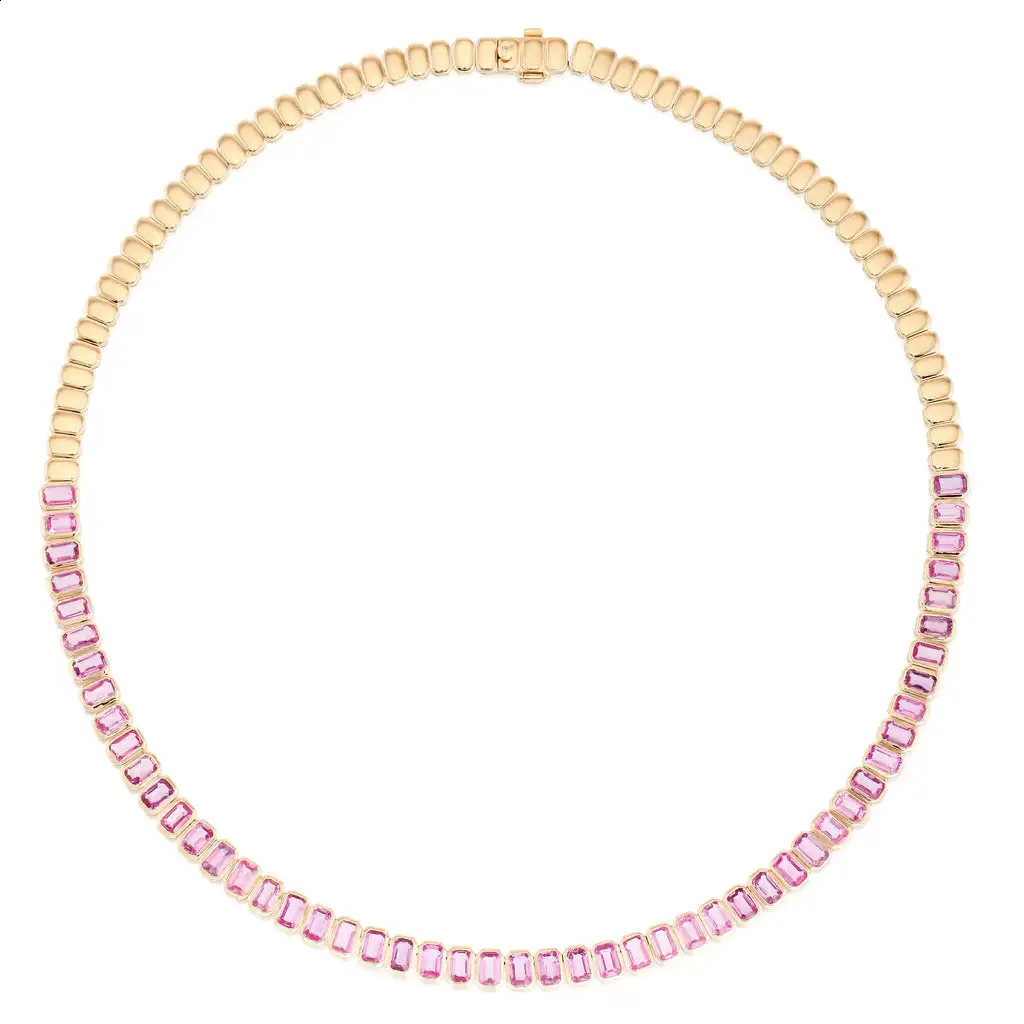 Various Shaped Geometric Bezel Set Round Heart Rectangle Cubic Zirconia CZ Tennis Chain Choker Necklace For Women 16inches 260206 - view 6