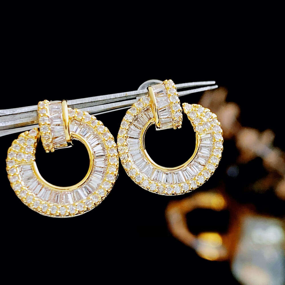 Earrings for S Silver Needle Baguette Zircon C Hoop Studs Full Paved Crystal Hypoallergenic European American Elegant Fashion Women Jewelry visionice - view 7