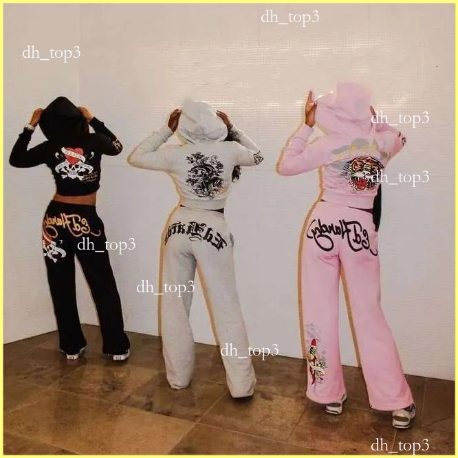 edhardywomen set Womens Tracksuit High Quality Y2k 2 Piece Pants Tracksuit Women Coutoure Set Track Letter jogger suits Sweatsuits Zipper Hoody hardy set 466 48 5e