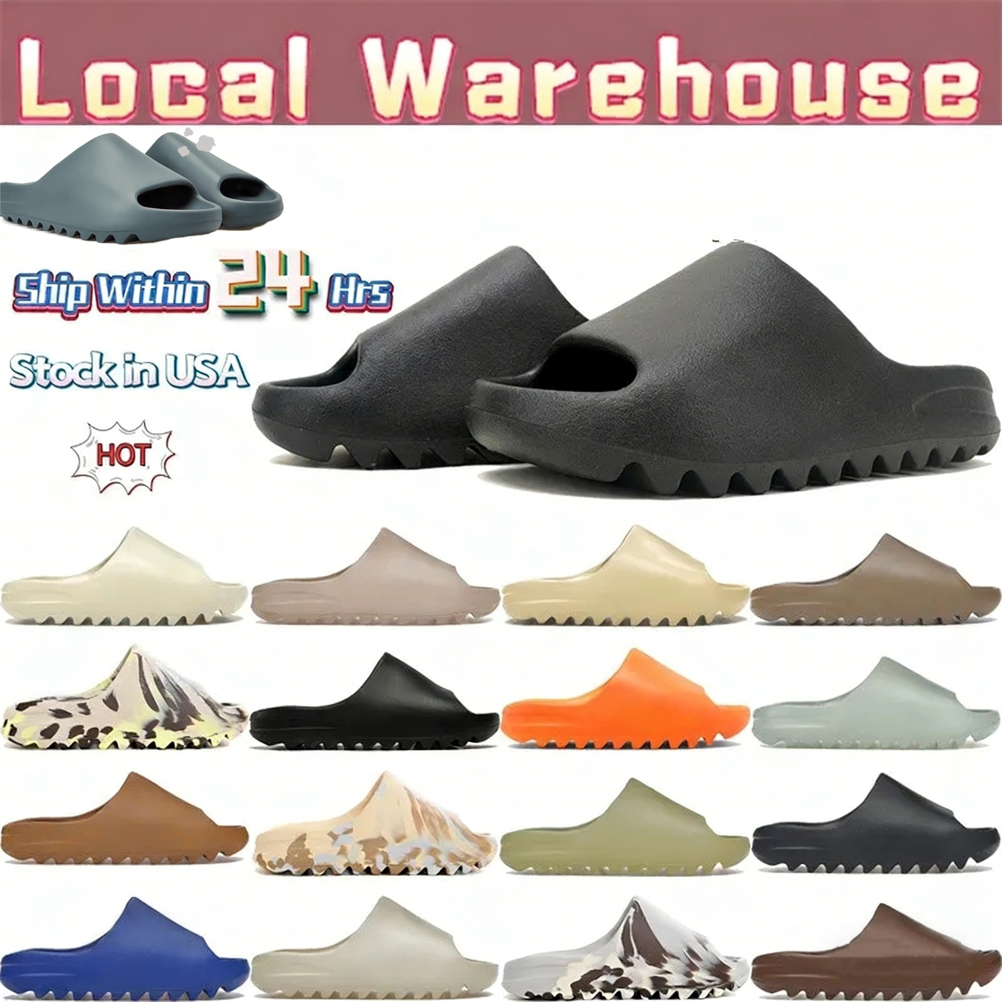 Designer Men Women Slides Slippers Sandals KW Onyx MX Cinder Sand Bone Resin Stone Sage Slate Grey Vermilion Slide Slipper Mens Womens Shoes Summer Beach Slipper36-47