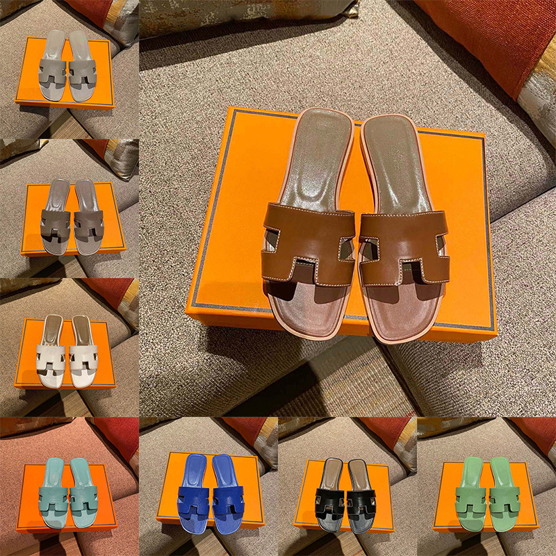 free shipping womens designer slippers flat slides summer beach sandals women slide white black brown leather sandal dhgate