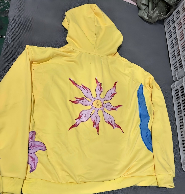 Men's Hoodies Fashion Pattern Splicing Sports Jacket American Street Hip Hop High Quality Hoodie Retro Solid Color