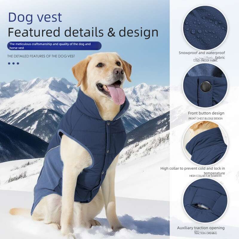 Famous brand Winter Jacket Pet Vest Thickened Waterproof Windproof Warm Large Dog Clothes Cross Border In Stock pupakaIK