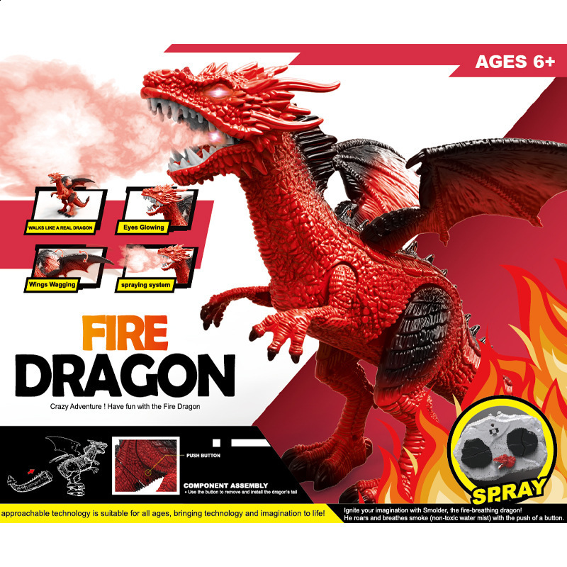Novelty Games Remote Control Animal Toy Spray Dinosaur Remote Control Ice Dragon Fire Dragon Will Spray Fire Dragon Simulation Animal Model 230619