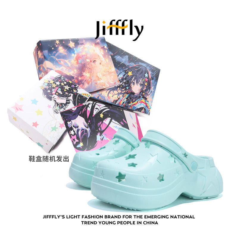 Jifffly star hole designer shoes for women 2026 new summer outdoor thick soled height increasing slippers for men