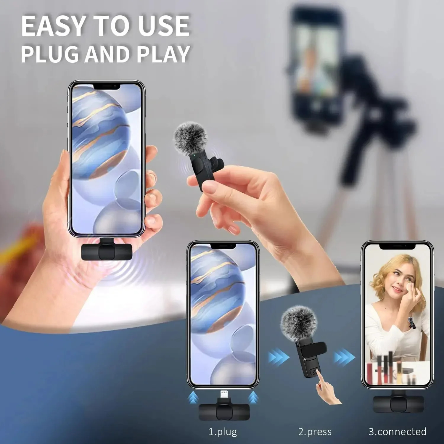Wireless Lavalier Microphone Audio Video Recording Mini Mic For iPhone Android Laptop Live Gaming Mobile Phone Microphone 260203