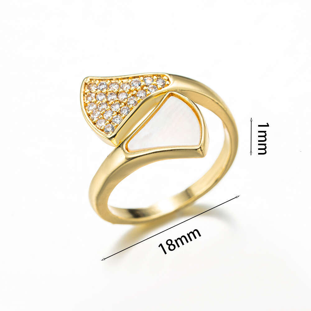 Korean-Style Skirt With Fan-Shaped Inlaid Stones Ring Fashion Ring