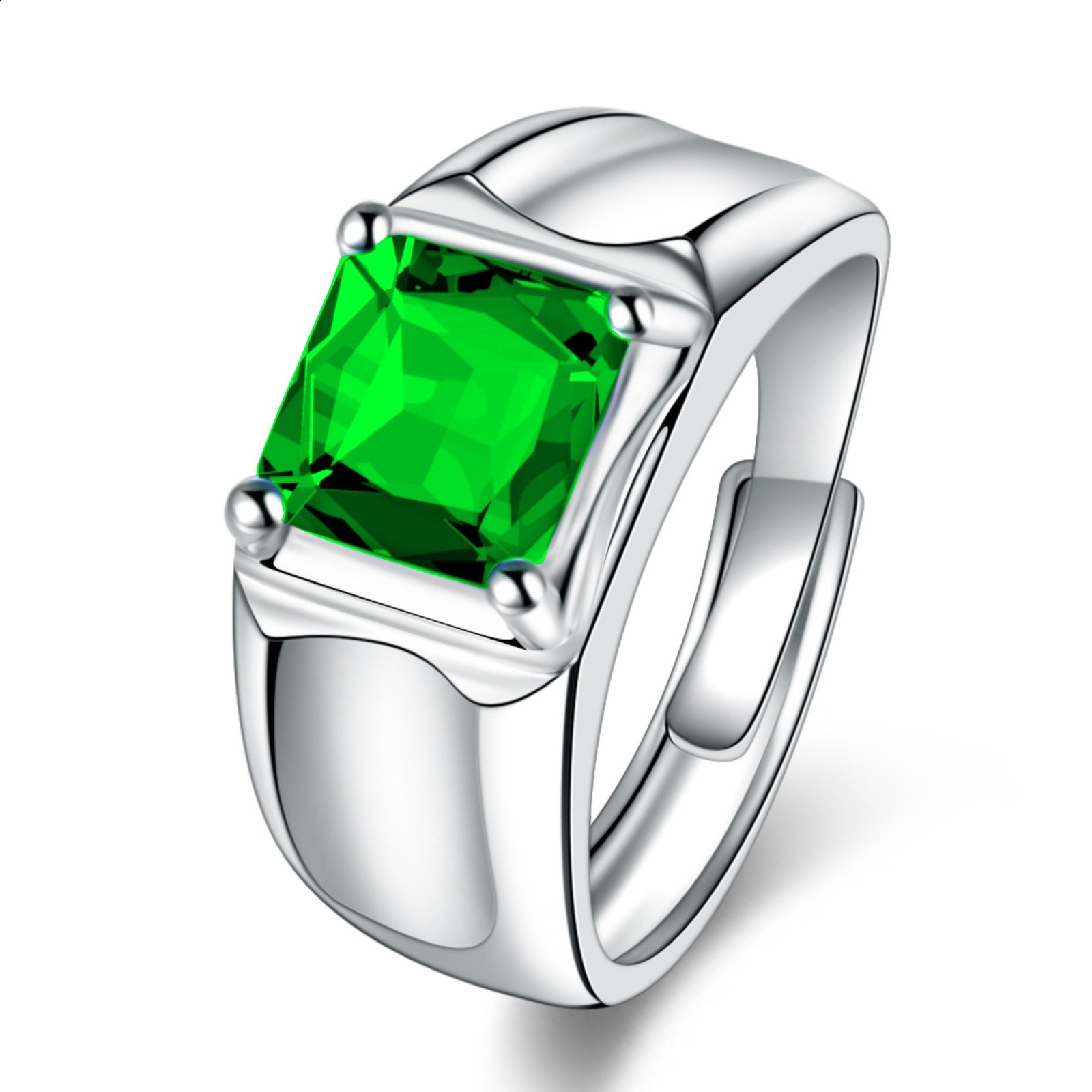 Kalamei bluegreenred stone mens ring colorful gemstone crystal ring simple and bold ring adorned with tanzanite blue corundum CJ191230