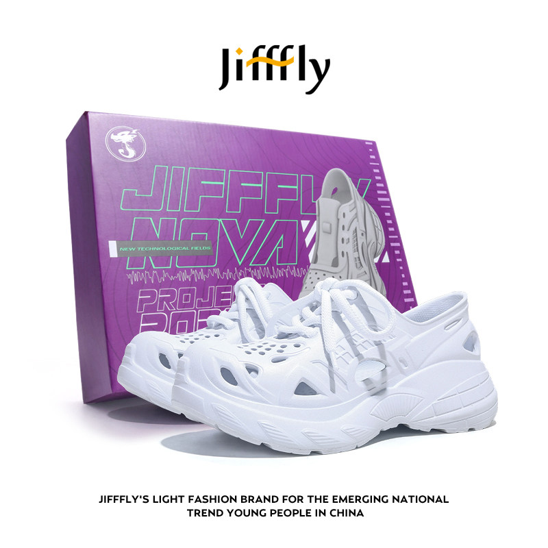 Jifffly 2026 new summer hole designer shoes for men breathable thick soled height increasing non slip indoor and outdoor beach sandals