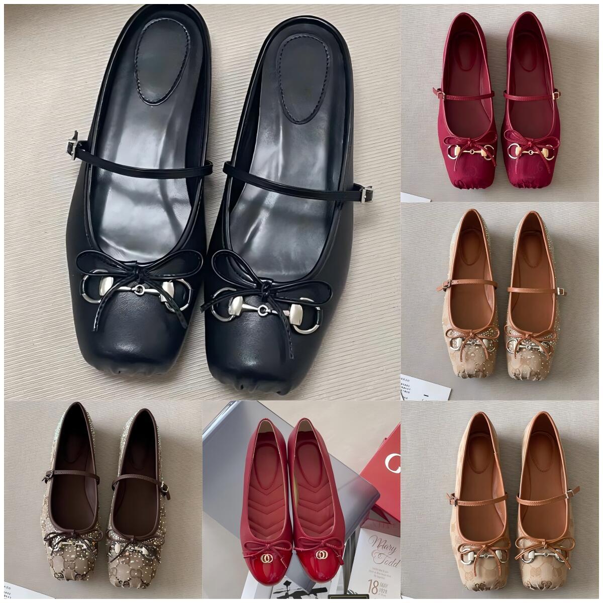 Designer Shoes Ballet Dance flat Paris Professional Satin ballerinas Bow knot Round toe Shallow Mouth Single Shoe Mary Jane comfort flat sandals women Loafers f97d