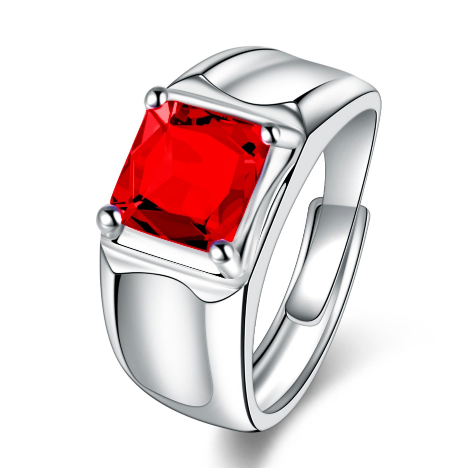 Kalamei bluegreenred stone mens ring colorful gemstone crystal ring simple and bold ring adorned with tanzanite blue corundum CJ191230