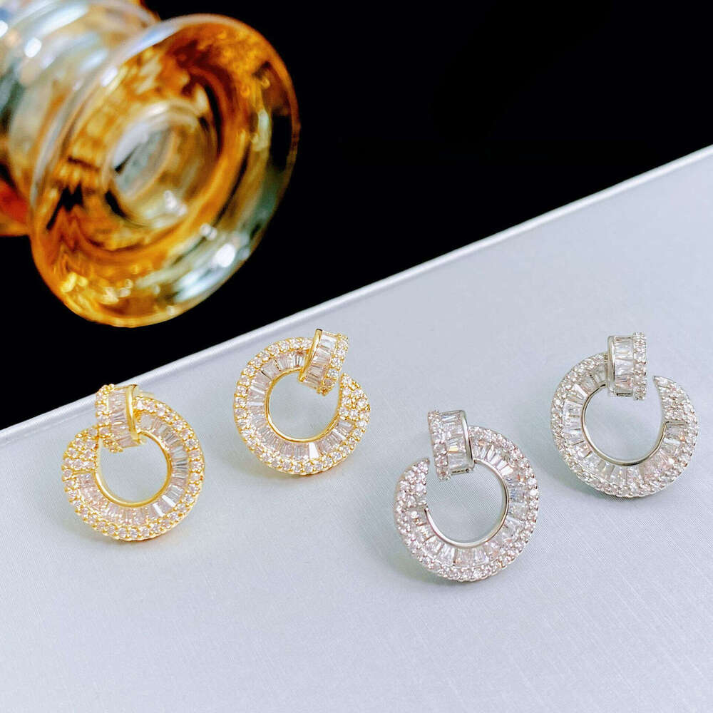 Earrings for S Silver Needle Baguette Zircon C Hoop Studs Full Paved Crystal Hypoallergenic European American Elegant Fashion Women Jewelry visionice - view 3