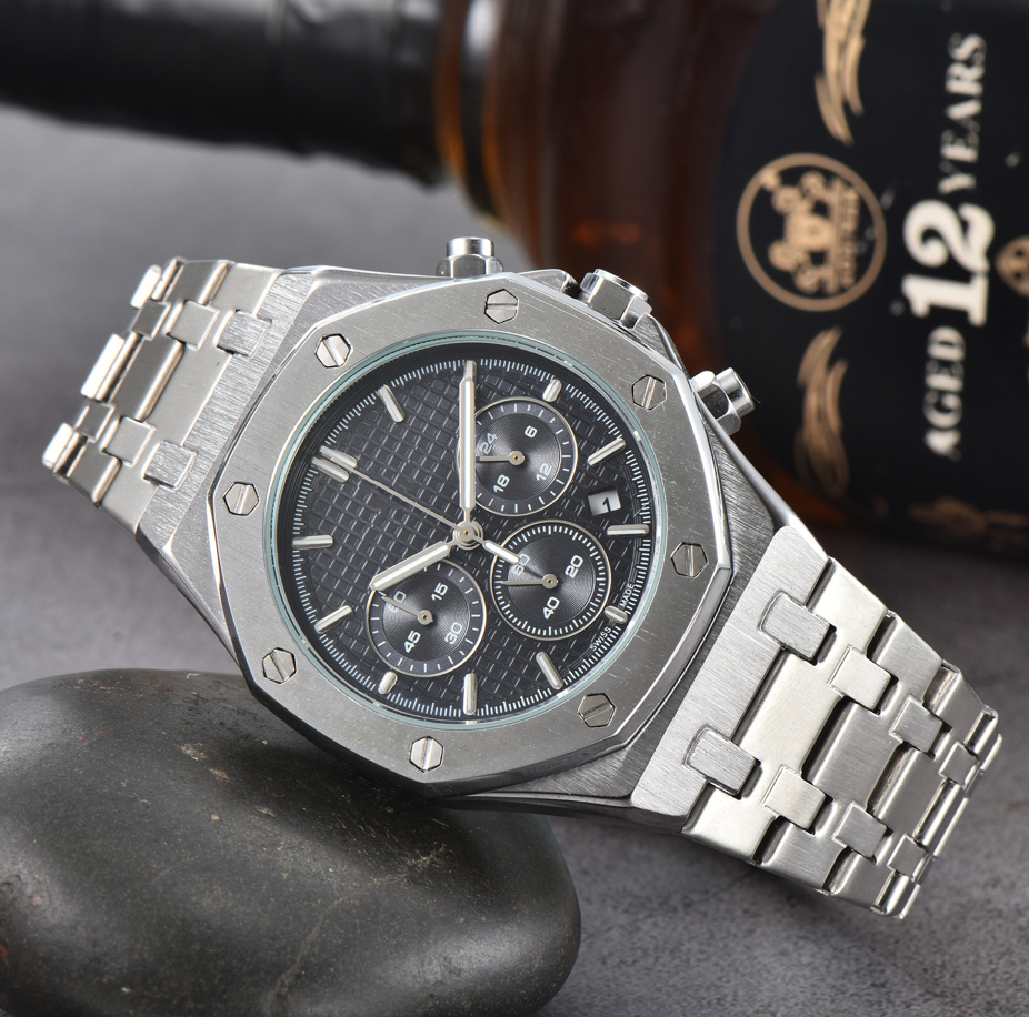 APitty Mens Aude WristWatches Six needles All dial work Quartz Watches High quality Top Luxury Chronograph clock Steel Belt fashion Royal men watch #66